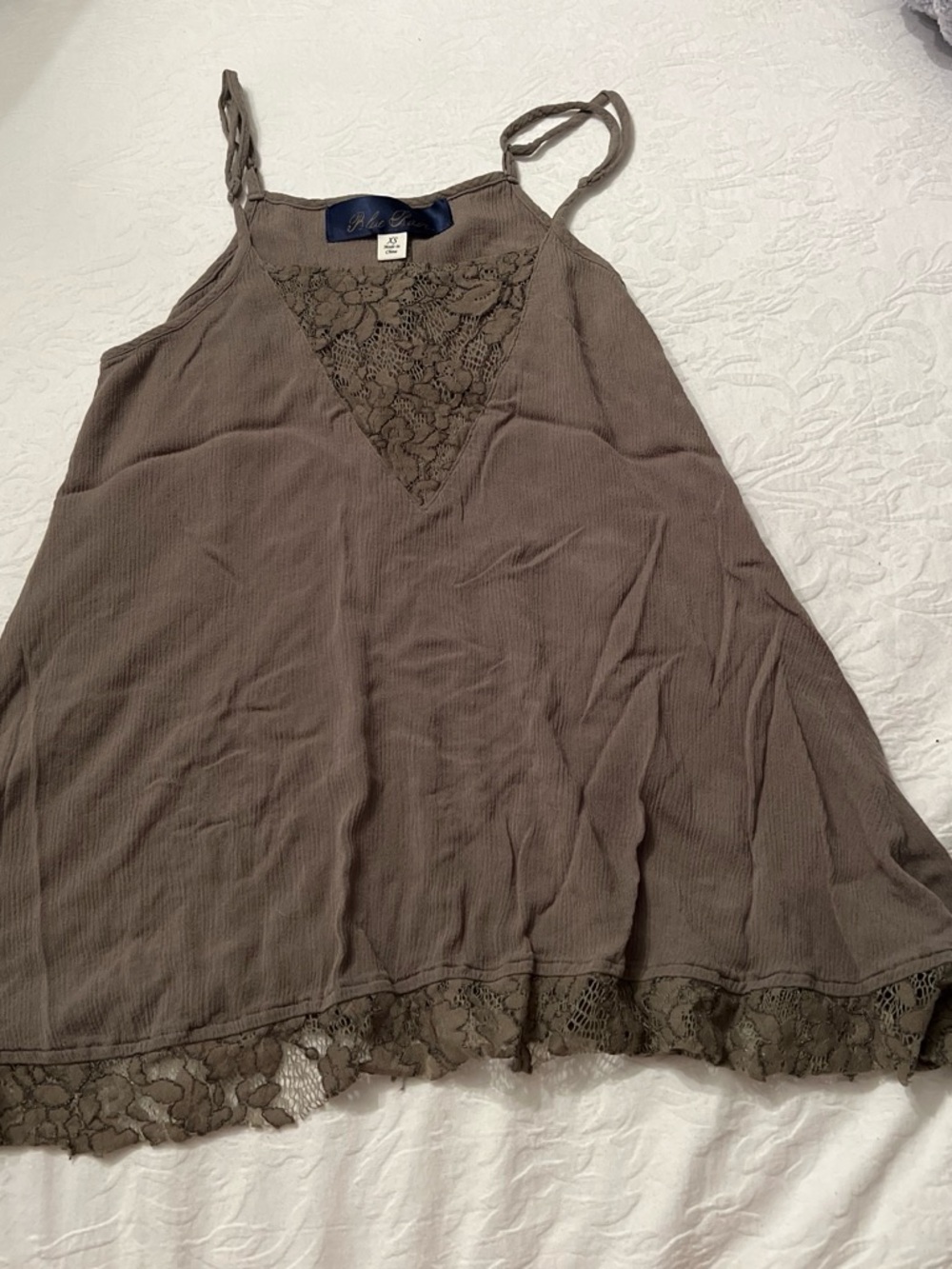 Blue Rain Taupe Lace-Trim Camisole